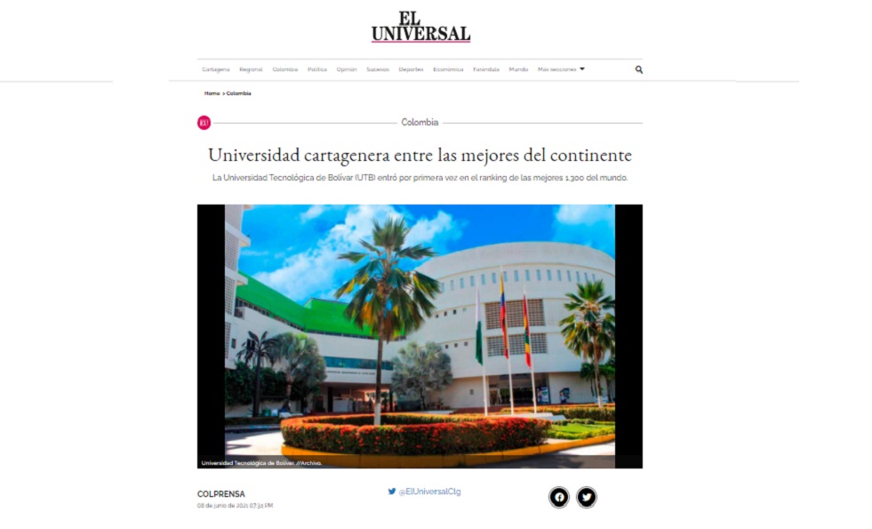 periodico el universal UTB ranking QS Quacquarelli Symonds