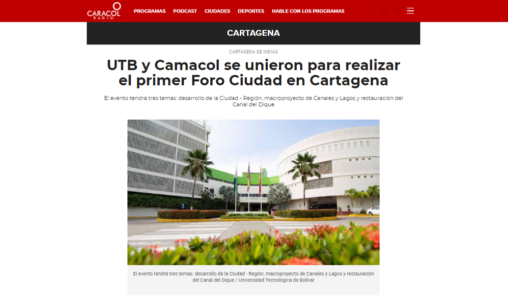 caracol radio UTB Camacol Foro ciudad proyectos de infaestructura POT Cartagena