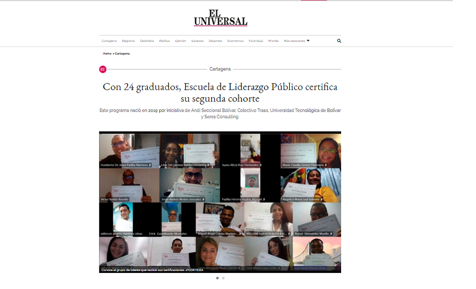 periodico el euniversal segunda cohorte certificado Escuela Liderazgo Publico