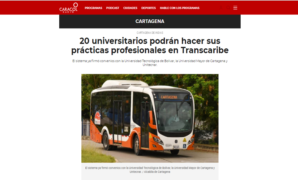 prácticas profesionales en Transcaribe