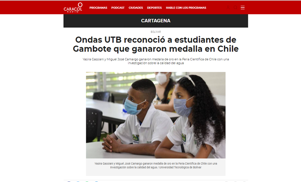 Ondas UTB reconoció a estudiantes de Gambote