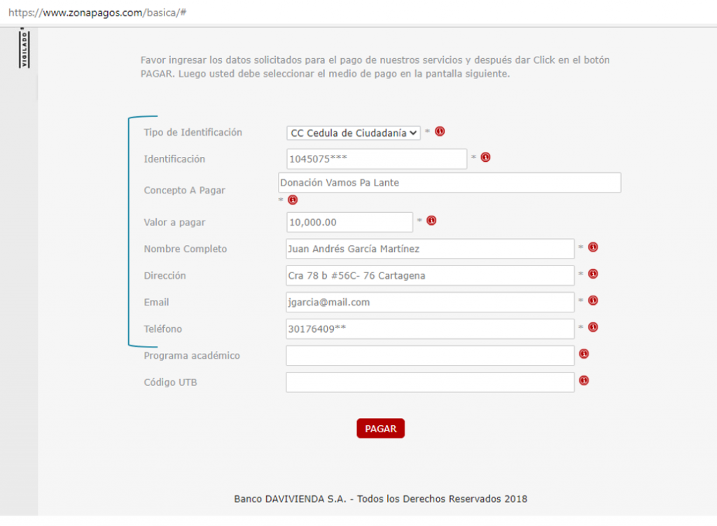 instructivo donación