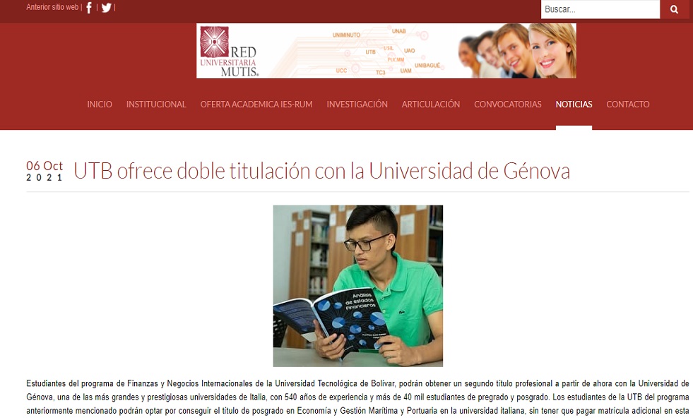 doble titulación con la Universidad de Génova