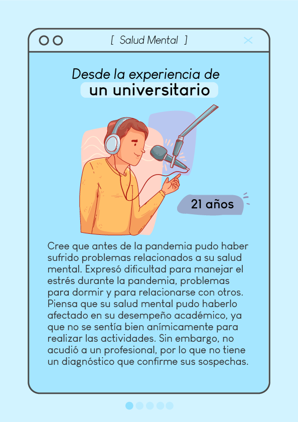 Ecosistemas mentales es un pódcast basado en las experiencias de cuatro estudiantes universitarios con relación a su salud mental antes, durante y después del período crítico de la pandemia por COVID-19: